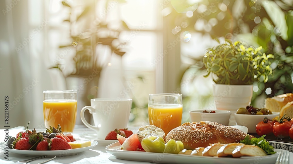 Wall mural healthy food on the table. selective focus