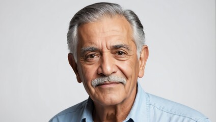 Obraz premium headshot of elderly hispanic handsome guy model on plain white background studio from Generative AI
