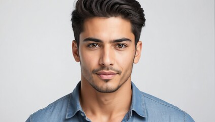 Obraz premium headshot of hispanic handsome guy model on plain white background studio from Generative AI