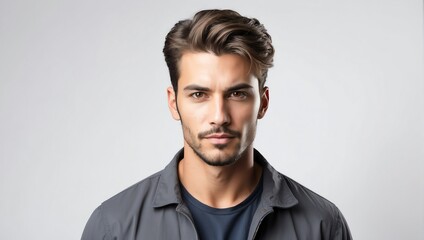 Obraz premium headshot of mechanic handsome guy model on plain white background studio from Generative AI