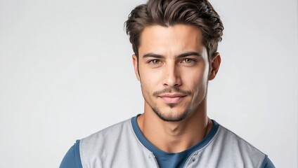 Fototapeta premium headshot of mechanic handsome guy model on plain white background studio from Generative AI