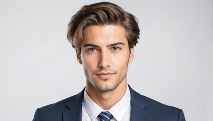 headshot of accountant handsome guy model on plain white background studio from Generative AI