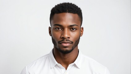 headshot of african handsome guy model on plain white background studio from Generative AI