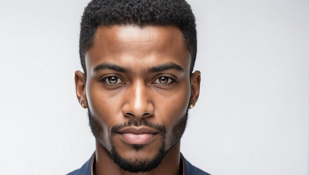 headshot of african handsome guy model on plain white background studio from Generative AI