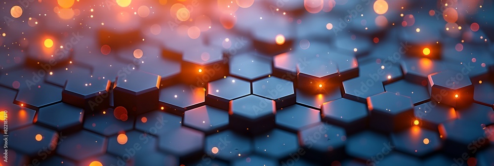 Poster bunch of hexagonal objects with lights