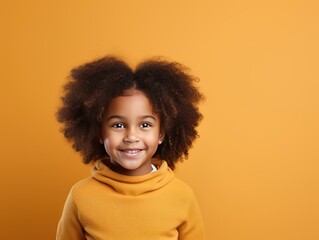 Brown background Happy black american african child Portrait of young beautiful kid Isolated on Background ethnic diversity equality acceptance concept with copyspace 