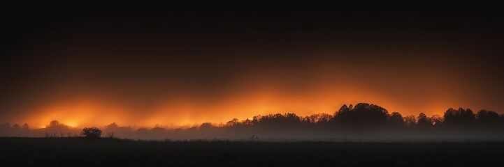 Fototapeta premium orange fog on plain black dark background from Generative AI