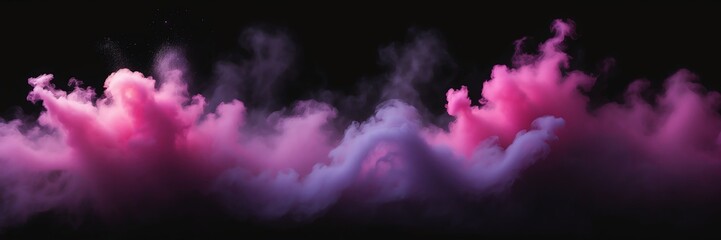 pink and purple fog on plain black dark background from Generative AI