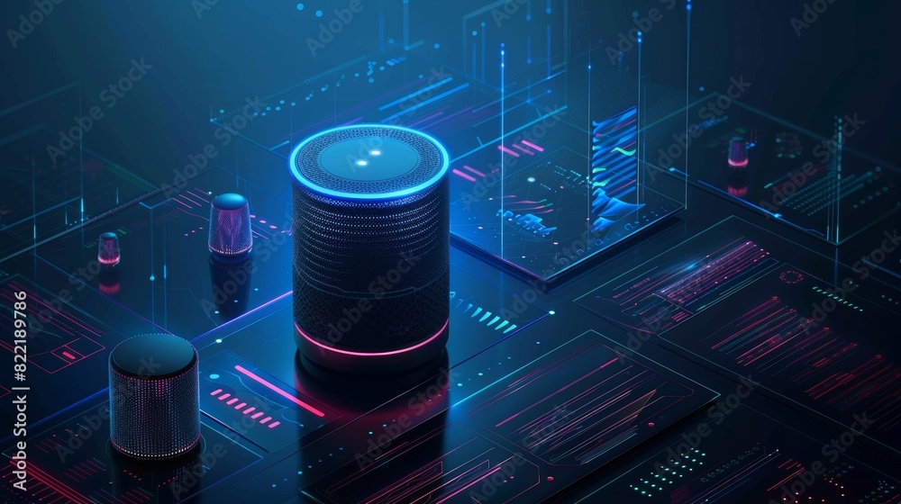 Poster vector is a future concept that recognizes voice commands and manages smart devices. you can control