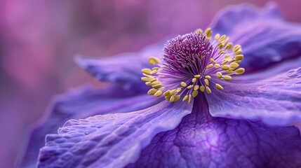 Close up of a purple flower with intricate stamens ideal for sustainable floral decorations