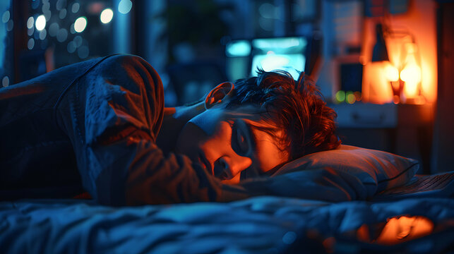 Creative Concept: Graphic Designer Asleep on Tablet in Workspace, Illustrating Dedication to Visual Content Production