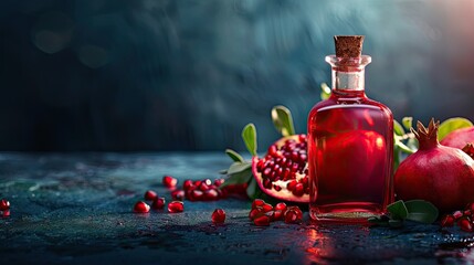 pomegranate essential oil. Selective focus