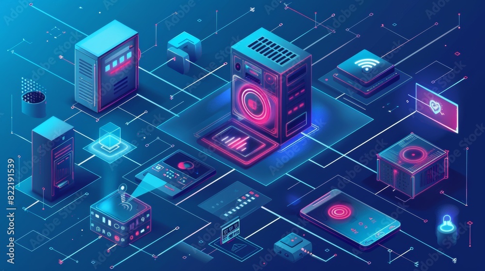 Poster internet of things systems control, mobile apps for monitoring appliances and security systems, and 