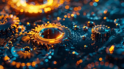 The smooth rotation of digital gears symbolizing the automation and efficiency of a crypto exchange.