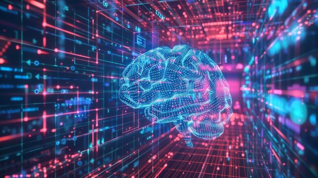 A banner about an online programming or coding course that teaches neural networks and artificial intelligence. Software development technology learning. The creation of code is taught online.