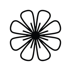 Simple shape mandala flowers, abstract floral elements, meditative flower motif. Flower sign and symbol.