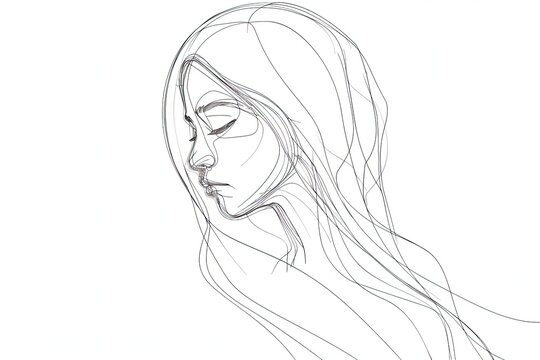 recommend clip art: veiled woman in a minimalist drawing style in one line