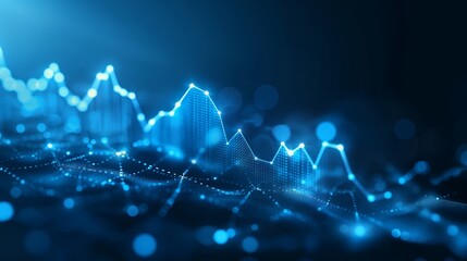 A stock market graph. financial data or online trading concepts. technology trend in business. Financial Graphs and Data Visualization on Blue Background.