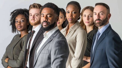 a diverse business team brainstorming ideas, looking collaborative and creative, on a clean white background.