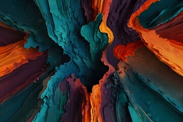Abstract background with multicolored oil paintA beautiful artwork in the abstract dream image style, with concave and convex texture, deep sensation, color of a Chinese landscape, and three-dimension