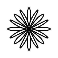 Simple shape mandala flowers, abstract floral elements, meditative flower motif. Flower sign and symbol.