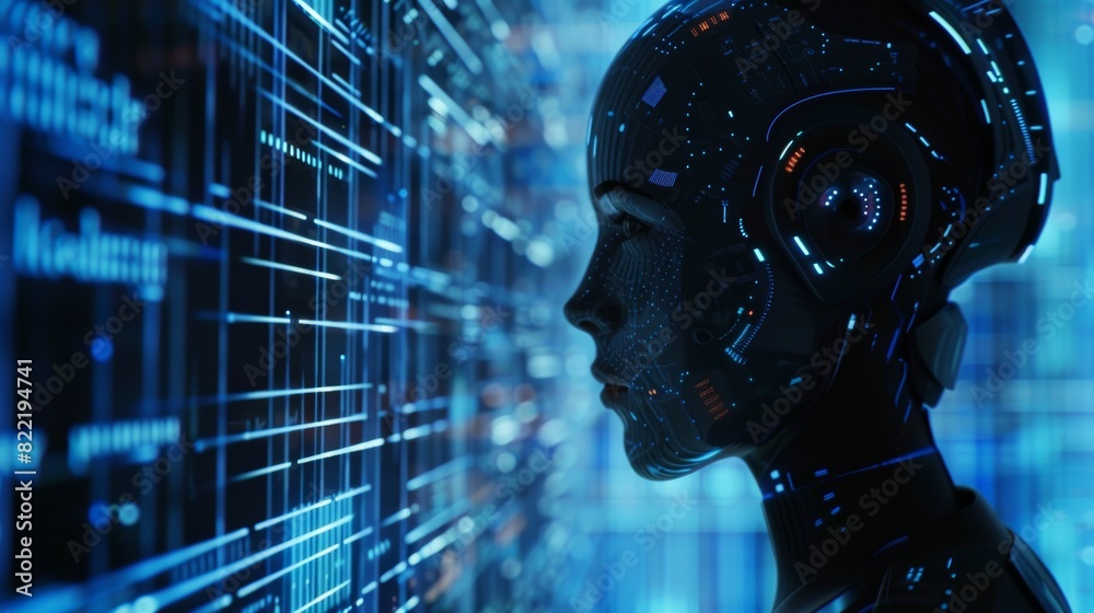 Poster bot chatgpt in image of robot woman. online chatbot cyborg. ai chatbot gpt. artificial intelligence 