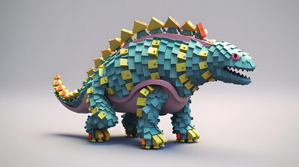 Obraz premium robot Ankylosaurus 3d pixel
