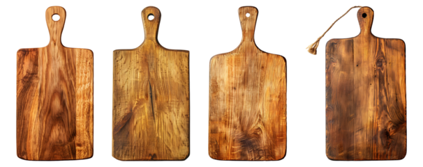 wooden cutting boards isolated, PNG set