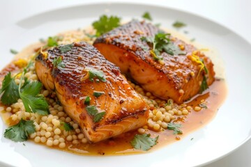 Vibrant Tangerine-Habanero Glazed Arctic Char with Meyer Lemon Couscous
