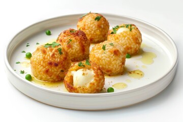 Fototapeta premium Crispy Sicilian Rice Balls with Chicken Stock and Marinara