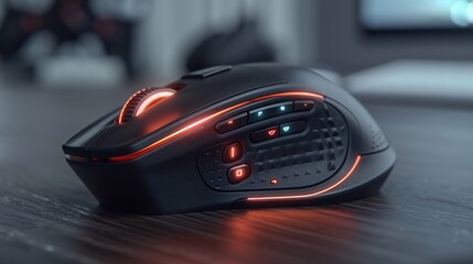 tech gadgets design, ergonomic mouse with neatly arranged buttons and features boosts productivity and reduces wrist strain, making work easier