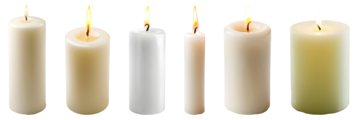White candle isolated, PNG set
