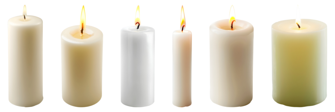 White candle isolated, PNG set