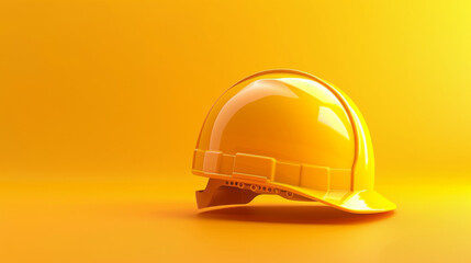 A bright yellow construction helmet isolated on a monochrome yellow background, symbolizing safety and protection.