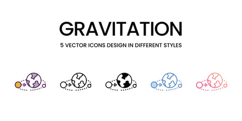 Gravitation Icons different style vector stock illustration