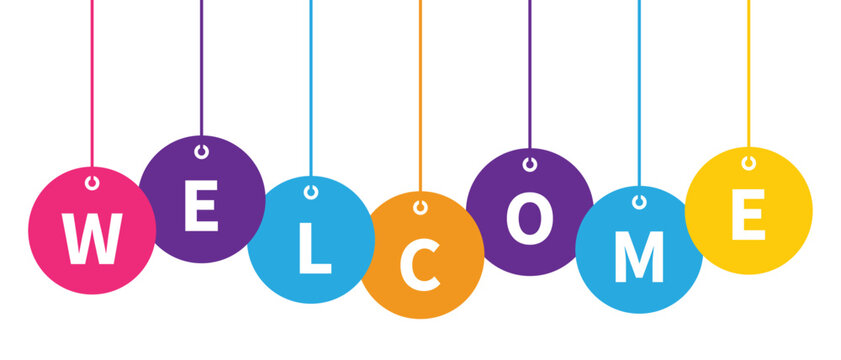 Welcome banner round hanging vector design