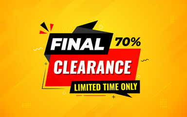 Final clearance special sale banner template design, Special offer sale tag, sale offer banner. Sale discount promotion template for marketing, vector editable illustration.