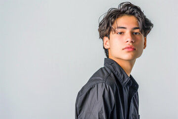 Obraz premium Young man in black shirt