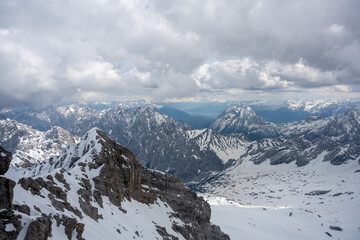 Fototapeta premium Snow-covered mountains in Zugspitze