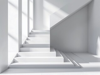 Obraz premium 3d render, abstract minimal geometric forms. Glossy white podium for your design