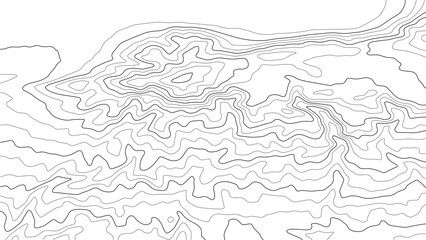 Topographic map with lines on a white background. Geographic map concept. Vector illustration