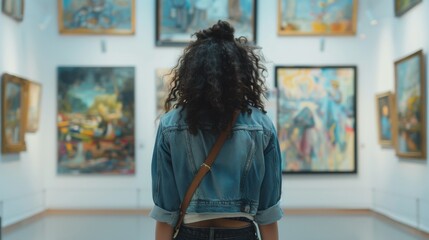 Gender non-conforming person attending an art gallery opening, feeling inspired