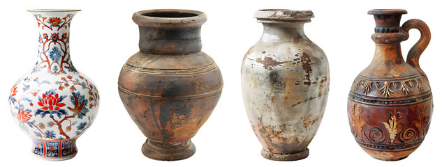 Old vase, PNG set, collection, isolated