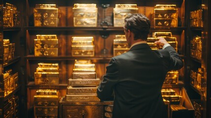 Gold bars placed in a safe deposit box, with a bank official overseeing the process