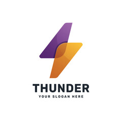Abstract lightning colorful gradient logo design template. Universal 3d electrical, charge, flash vector sign symbol mark logotype.