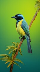 Obraz premium Great Tit - small colourful bird perched on branch.