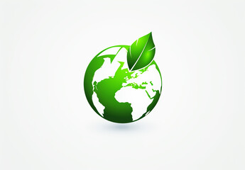 Obraz premium Green earth logo with leaves. Concept of environment and sustainability