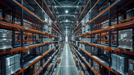 Bottom view of a large distribution warehouse