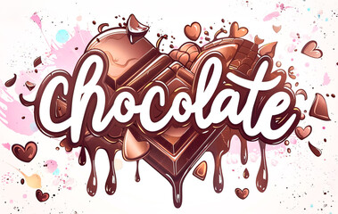 Illustration of chocolate word banner for World Chocolate Day