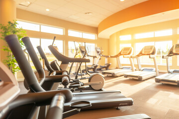 Fototapeta premium Spacious Gym with Treadmills and Ellipticals